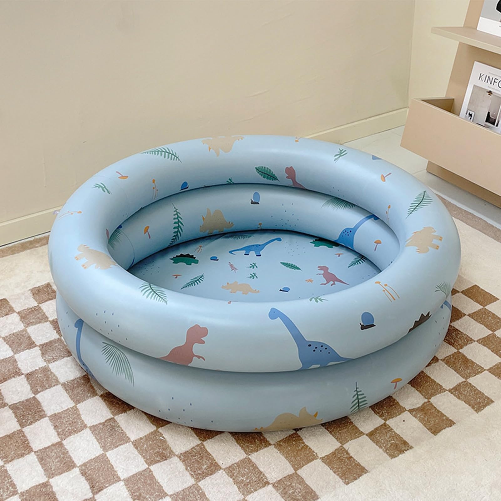 Piscina Inflable Espesada Estilo Retro Dinosaurio Azul para Bebés