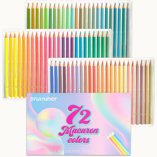 Lápices de Colores Macaron, Juego Profesional Lápices de colores pastel de 72 Colores, Núcleos a Base de Cera Suave Numerados, Para Dibujar, Dibujar, Sombrear y Colorear