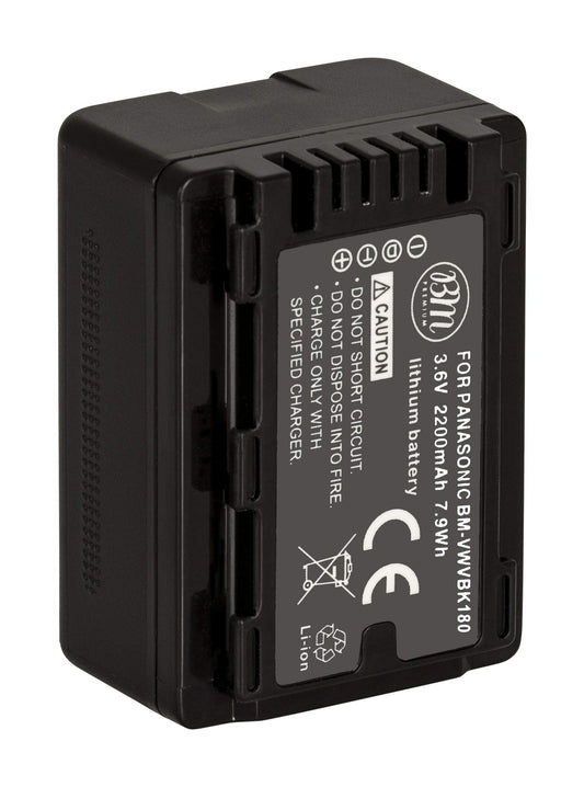 BM Premium VW-VBK180 Batería para Panasonic HC-V10 HC-V100 HC-V500 HC-V600M HC-V700 HDC-HS40 HS40K HS60 HS60K HS80 HS80K SDR-T55 T70 T71 T76 Cam. cordcordcorders