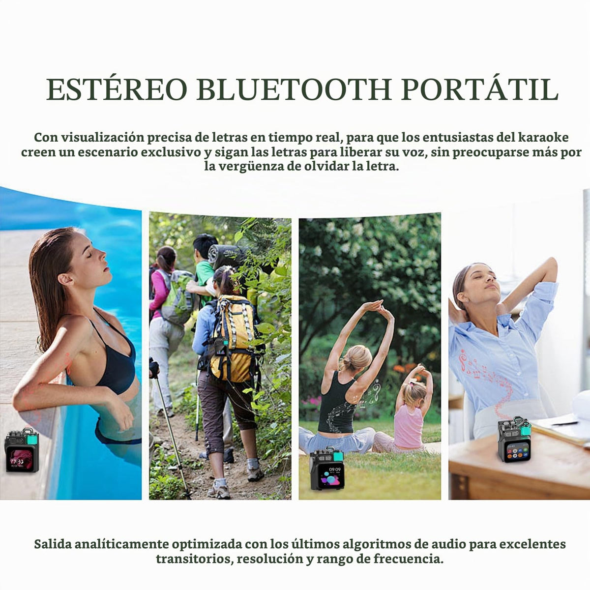 Altavoz Bluetooth bosta Negro Portátil con Pantalla Táctil y Emparejamiento Estéreo para Viajes y Fiesta
