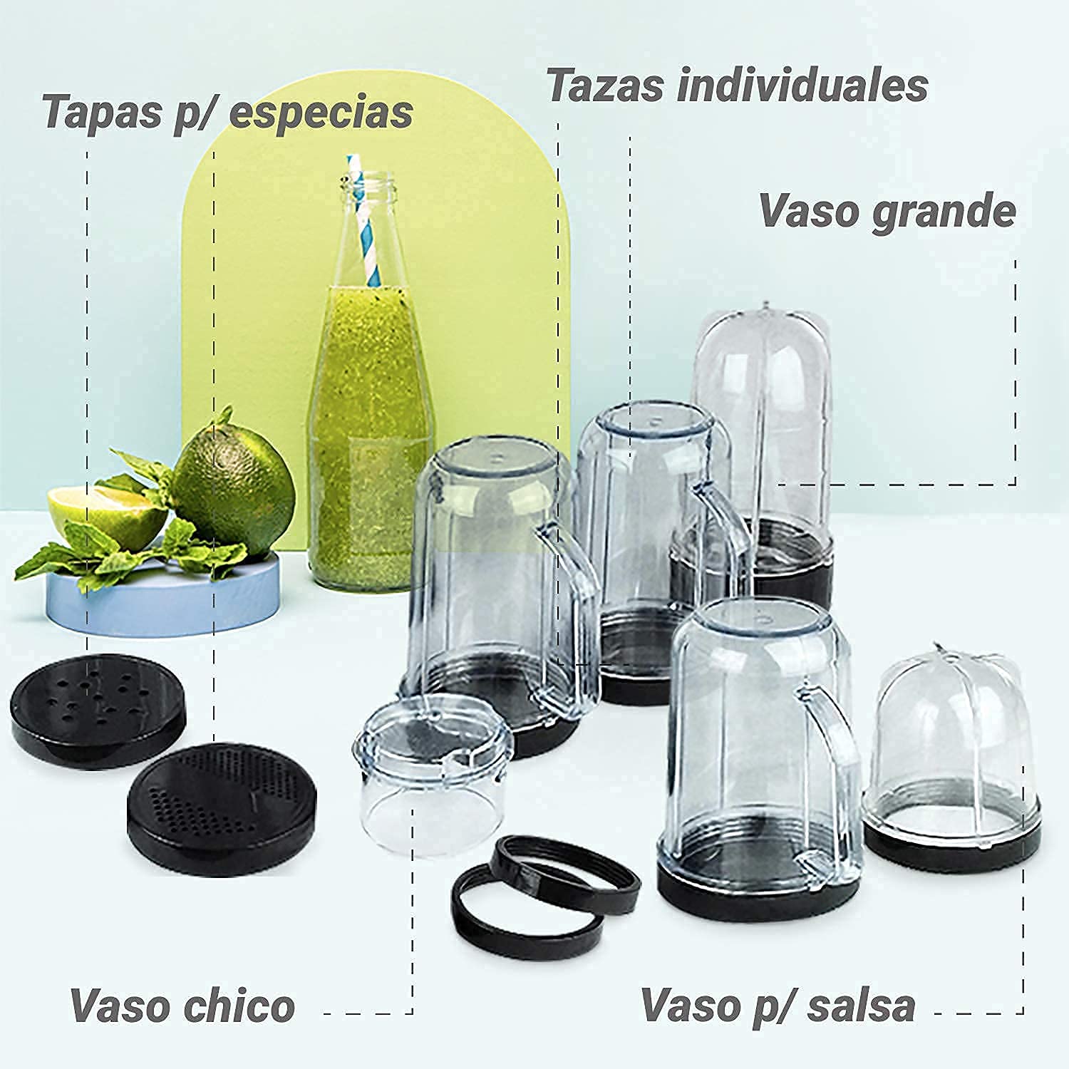 Licuadora Procesador/Pulverizador de Alimentos Bull 250w en pocos minutos Professional Blender | Libre BPA | Cuchillas Desmontables Acero Inoxidable Practico