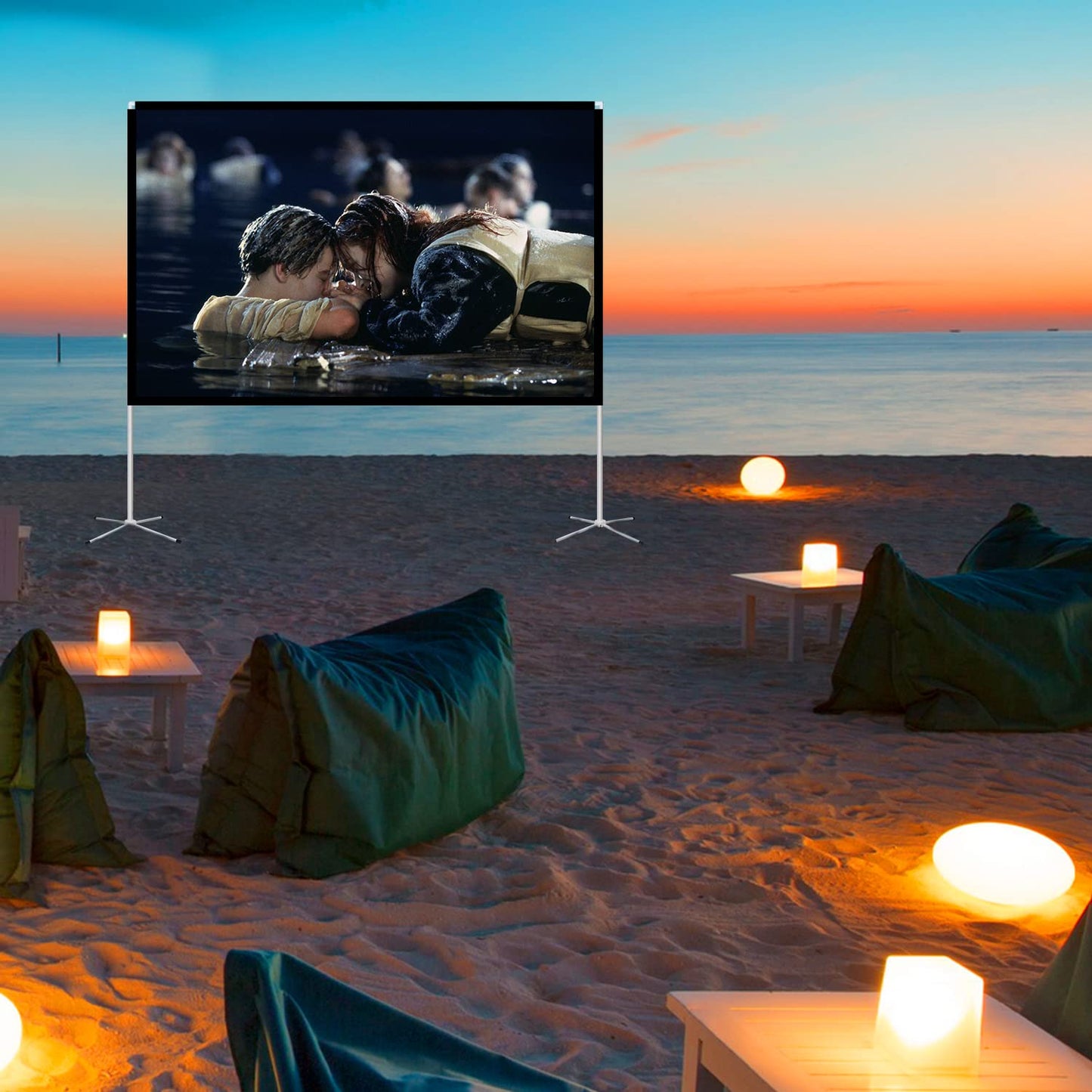 visualización y soporte para proyector de 100 pulgadas, visualización de proyección portátil para exteriores 16:9 4K HD con bolsa de transporte para interiores y exteriores, cine en casa, fiesta,