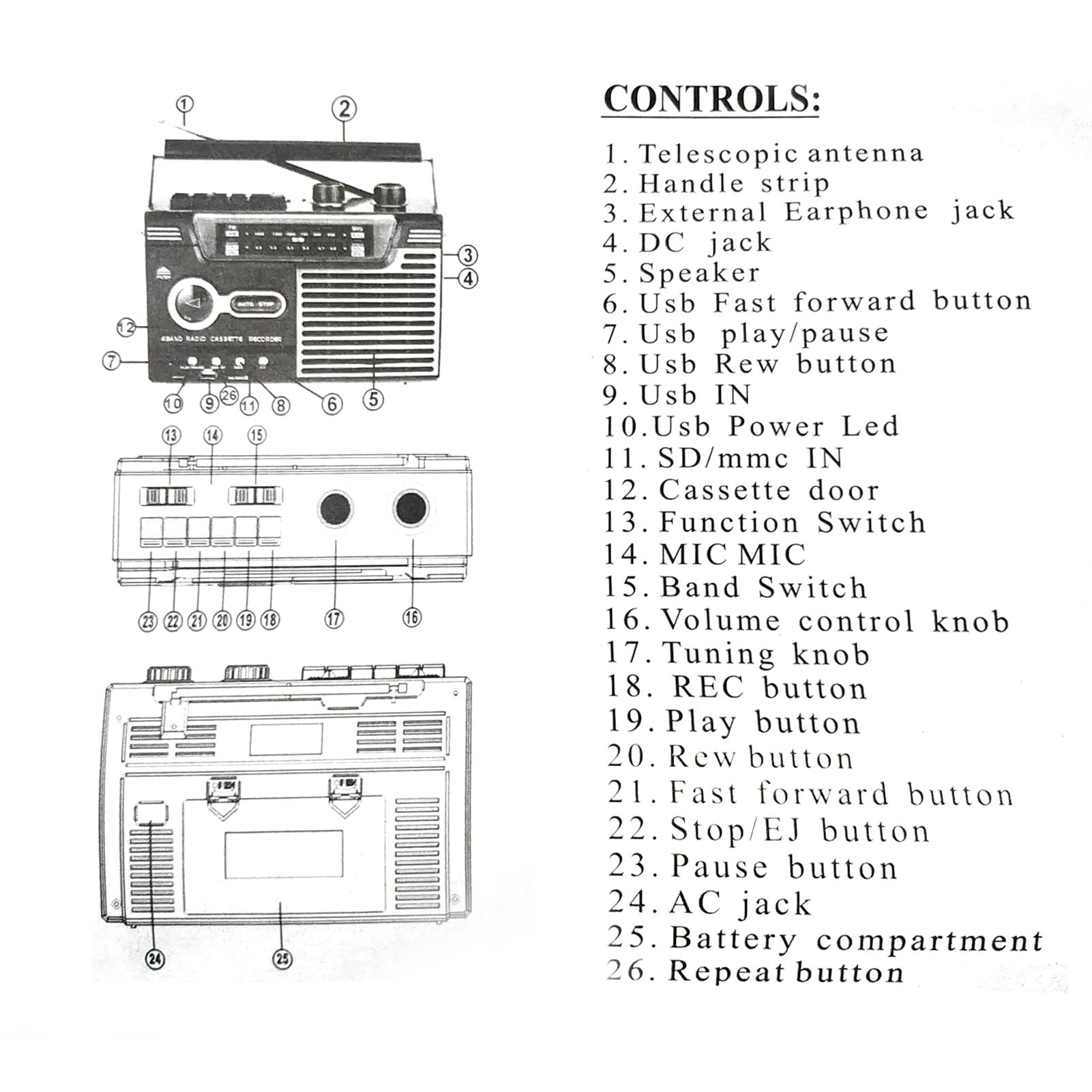 Actualice el Combo de Reproductor de CD y Casete TR621 con Control Remoto, Radio AM FM Portátil Boombox, Sonido Estéreo del Reproductor MP3, USB, Puerto TF, para la Familia