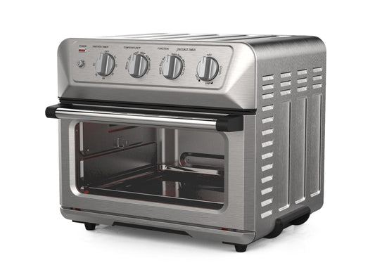 iCucina - Horno tostador para freidora de aire de convección de 1800 W, horno de encimera grande de 22.5 cuartos con funciones 7 en 1 (tostador cortada), acero inoxidable
