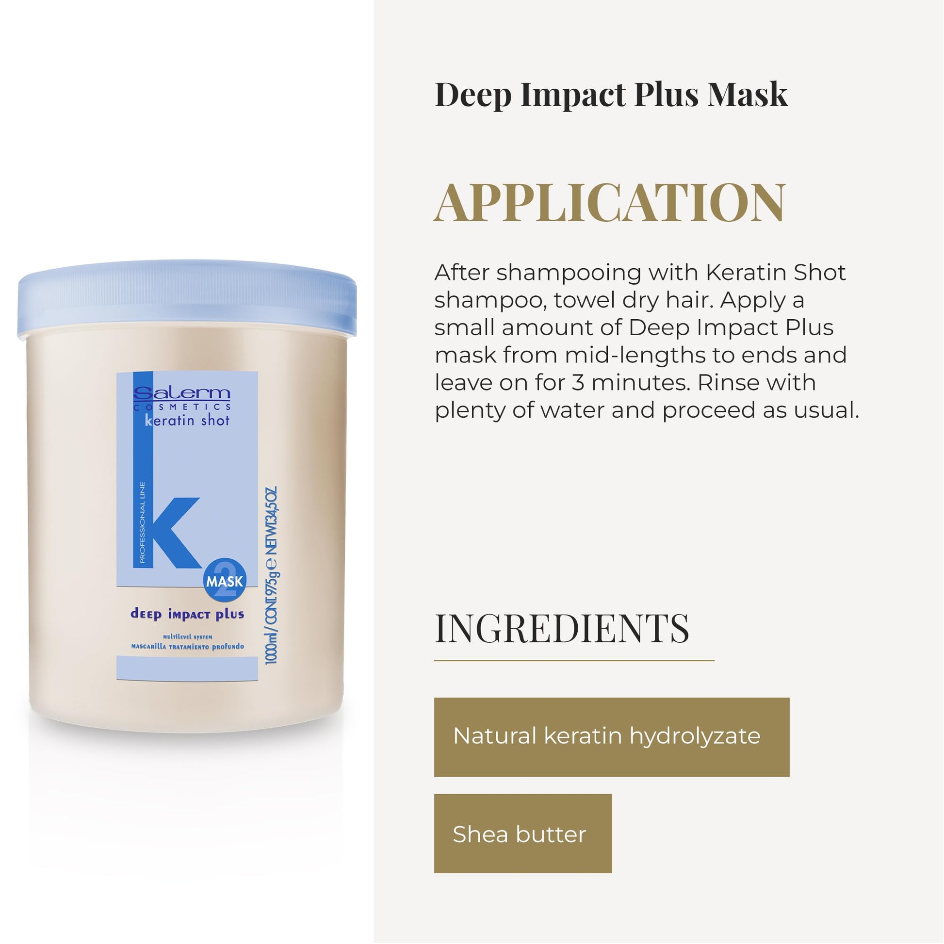 Mascarilla Capilar Salerm Keratin Shot Impacto Profundo Plus 1000ml