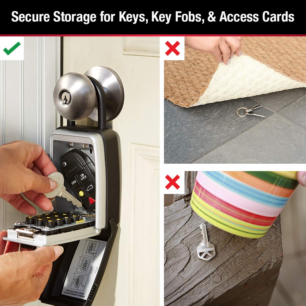 Caja de Seguridad Master Lock Negro Portátil con Botón de Combinación Personalizable