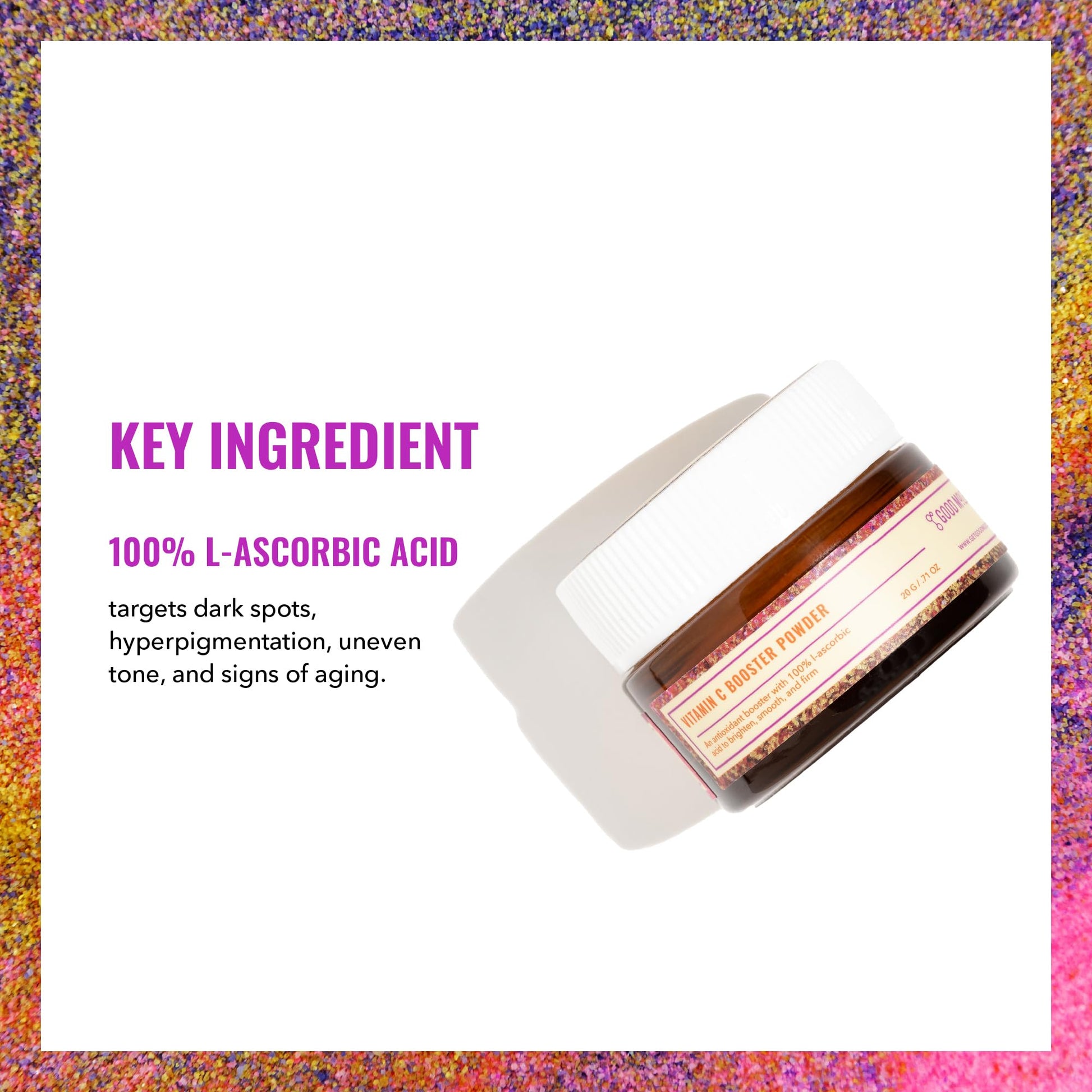 Vitamin C Booster Powder 20g - 100% Pure L-Ascorbic Acid Powder, Powerful Antioxidant for Firm, Smooth, Youthful Skin - Collagen Production, Anti-Aging, and Skin Repair