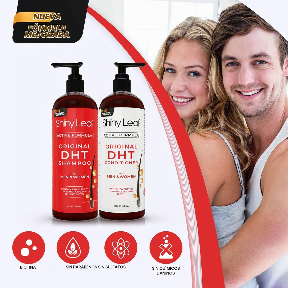 Champú Antipérdida Biotina Natural Sin Sulfatos para Crecimiento del Cabello para Hombres y Mujeres