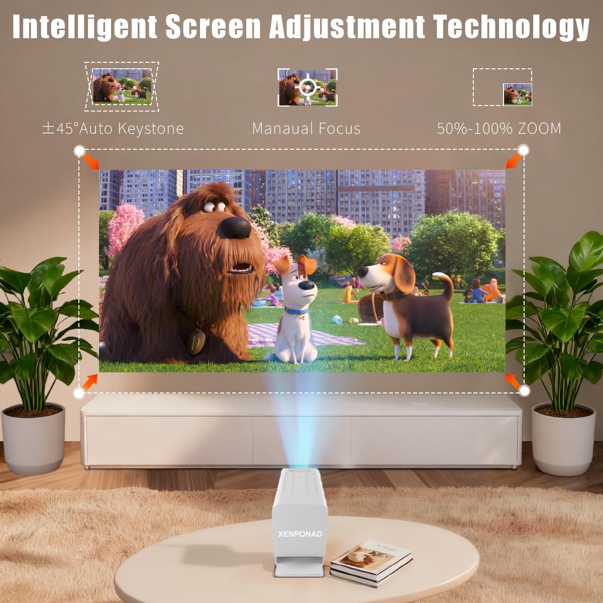 Mini proyector con wifi y bluetooth (blanco)