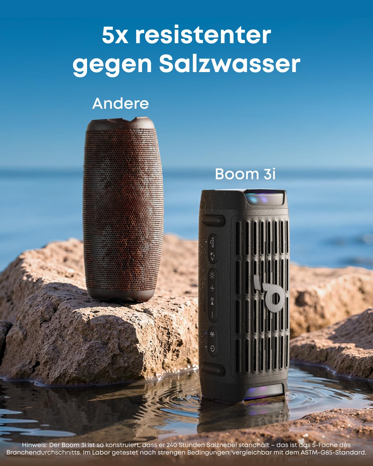 Soundcore Boom 3i by Anker, altavoz compacto para exteriores, IP68 impermeable, reproducción flotante, resistente al agua salada, BassUp 2.0, altavoz portátil de 50 W, Bluetooth 5.3, 16H, TWS, kayak