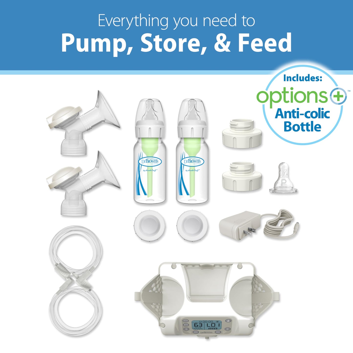 Extractor de Leche Eléctrico Doble Dr. Brown's Customflow blanco con Ajustes Personalizables