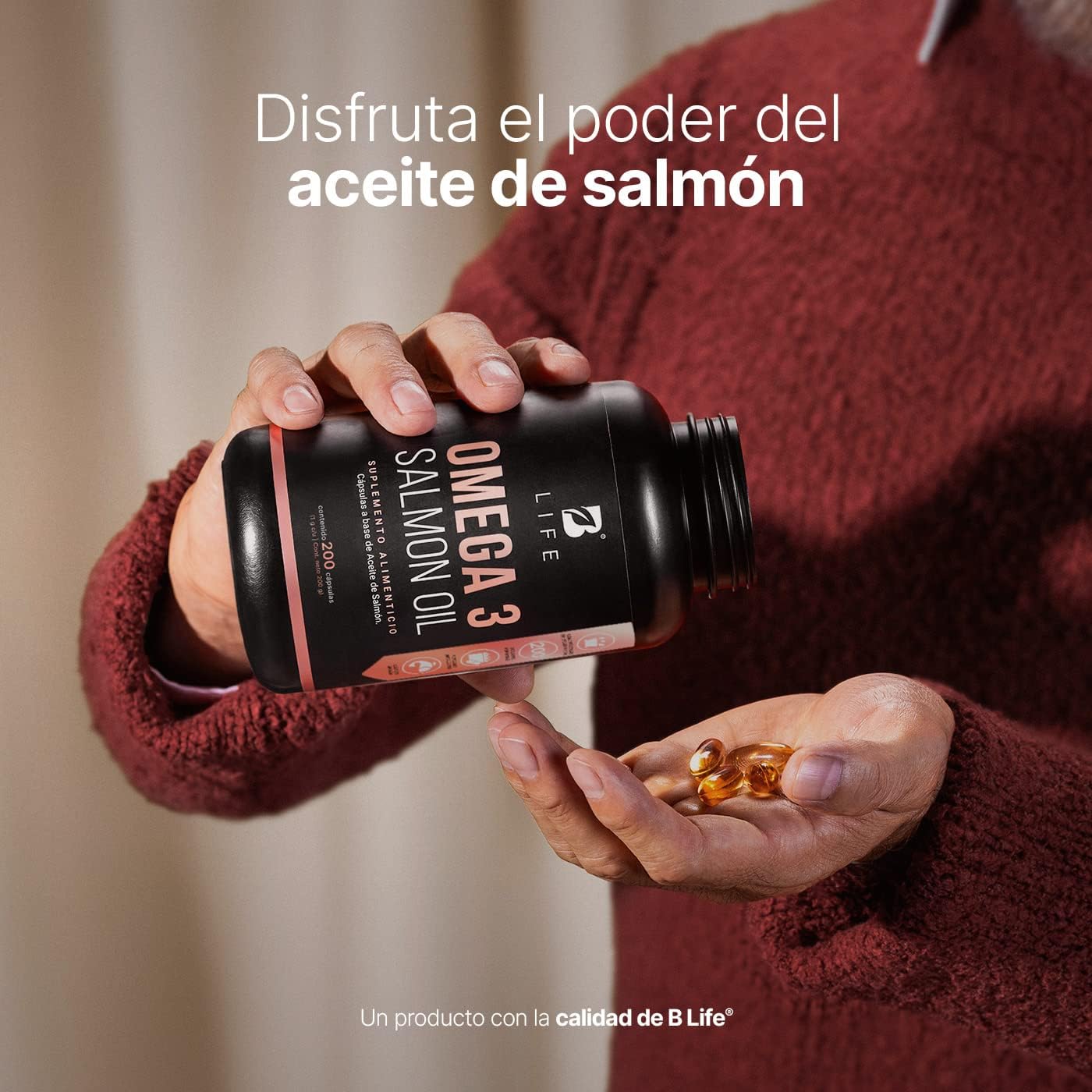 Aceite Omega 3 B Life Salmón Puro 200 Cápsulas 1000 mg Ingredientes Naturales