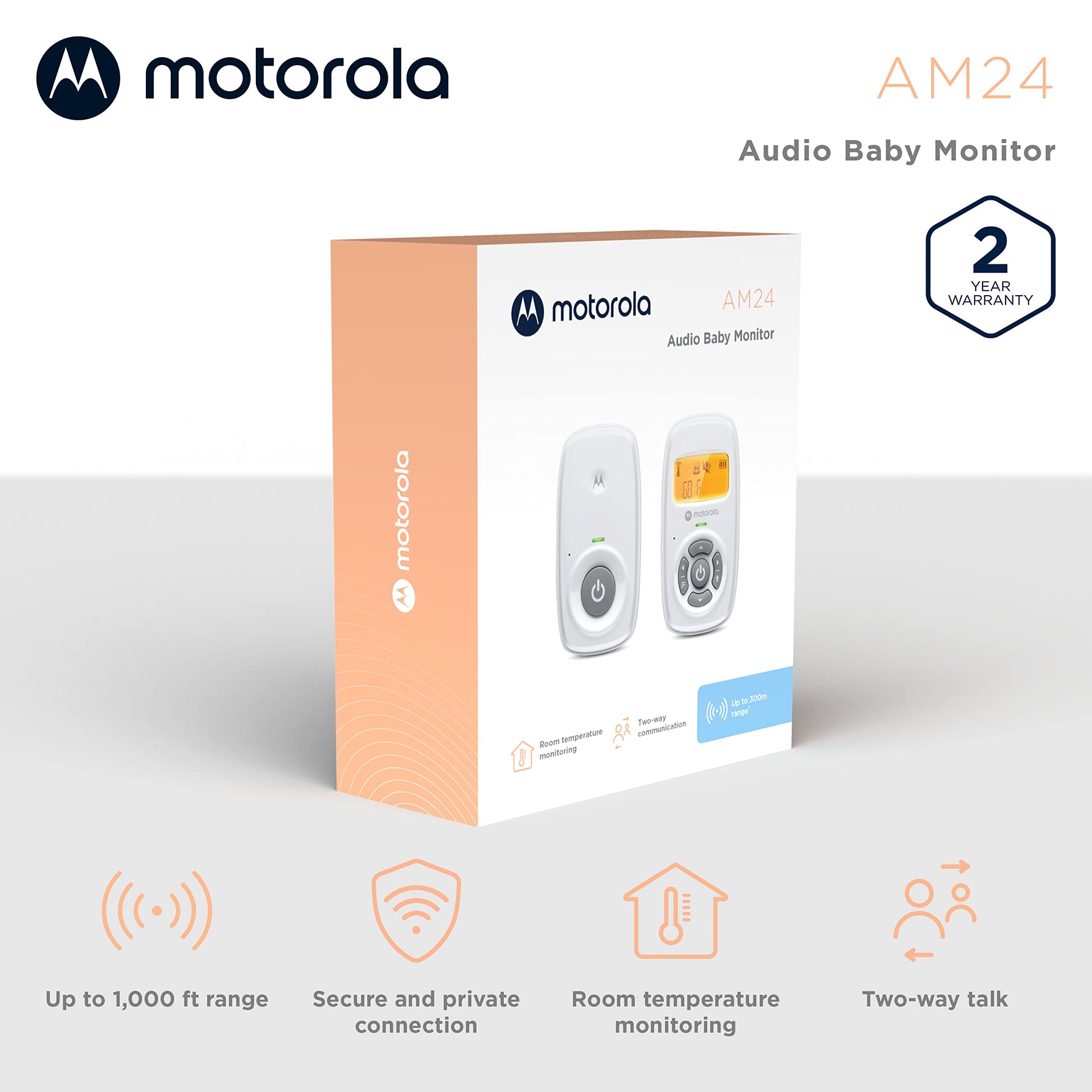 Baby Monitor Motorola de audio para bebé con tecnología DECT que no interfiere con la frecuencia Wi Fi