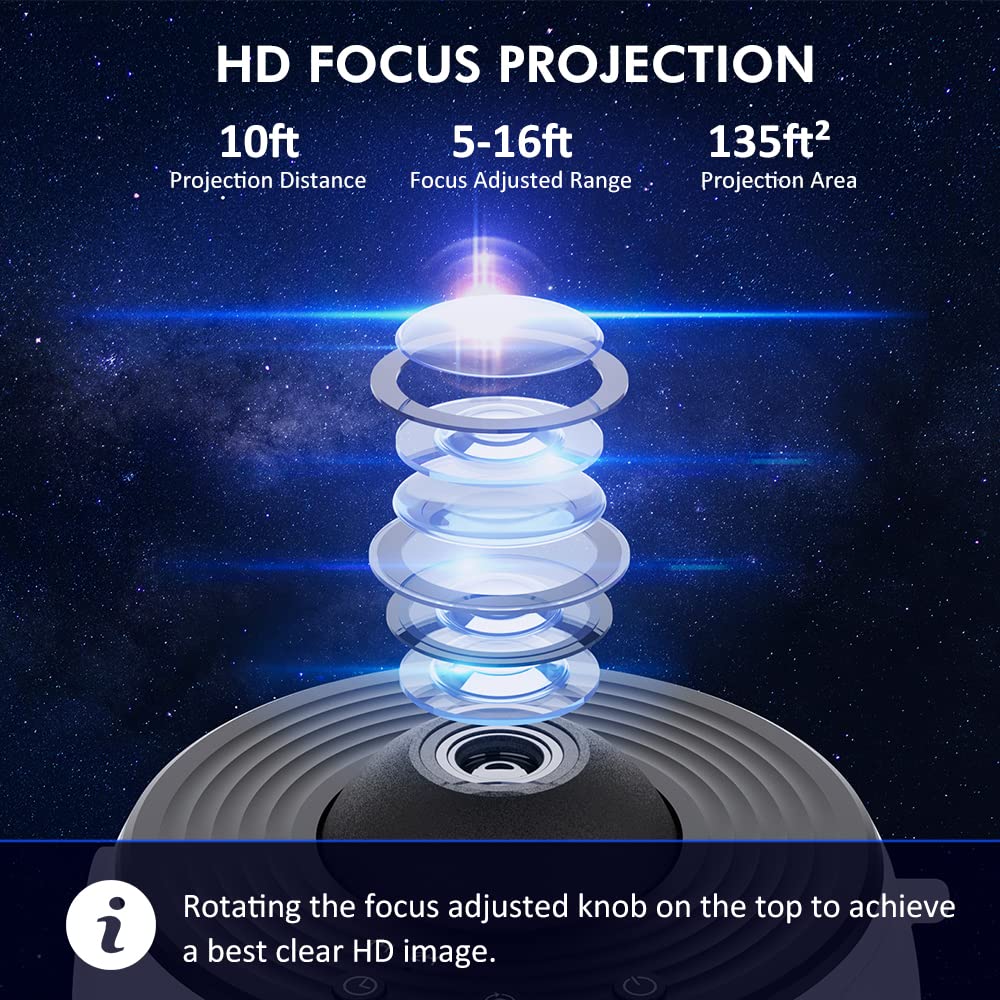 Proyector de Estrella de Planetario, Proyector de Galaxia para Recámara, Luz Nocturna de Galaxia Ultra Clara con 13 Discos de Galaxia Reemplazables 4K Rotación de 360 Grados Luz de Cielo Real para