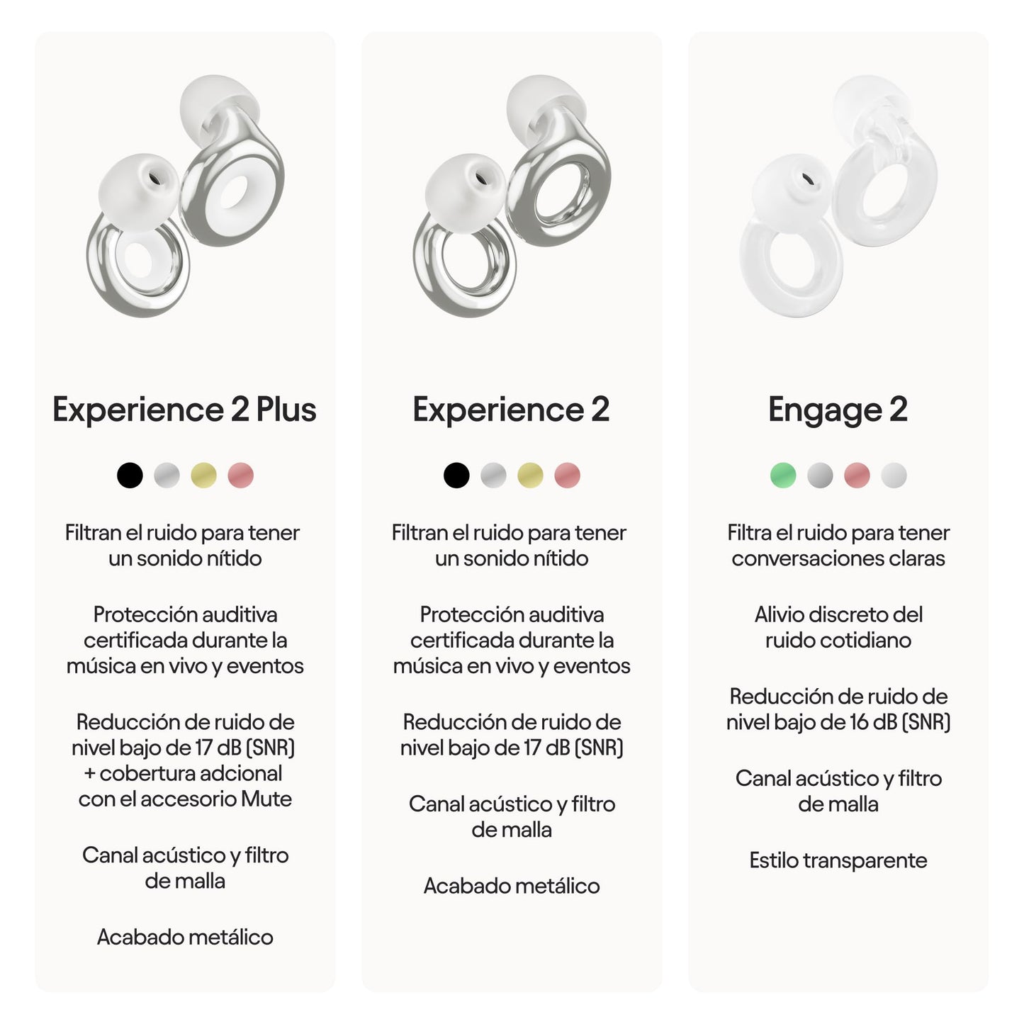 Loop Experience 2 Plus Tapones auditivos – Protección auditiva certificada para conciertos y festivales, eventos en vivo, deportes, DJ y vida nocturna – SNR 17 dB (alta fidelidad) + accesorio Mute