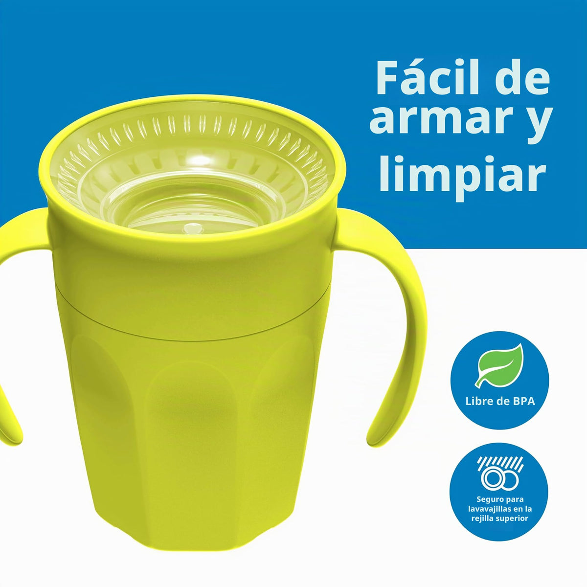 Dr. Brown's - Juego de iniciación de alimentación para niños pequeños, paquete de viaje con taza de entrenamiento Cheers360 sin boquilla con asas, 6 m+, 4 piezas