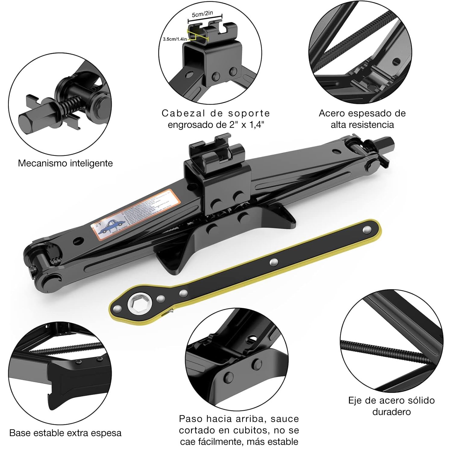 Garselay Kit de Gato Hidráulico para Auto - 3 Toneladas Gato Portátil para Auto - Kit de Gato Compacto para Automóvil para SUV, RV y MPV con Diseño de Trinquete Inteligente