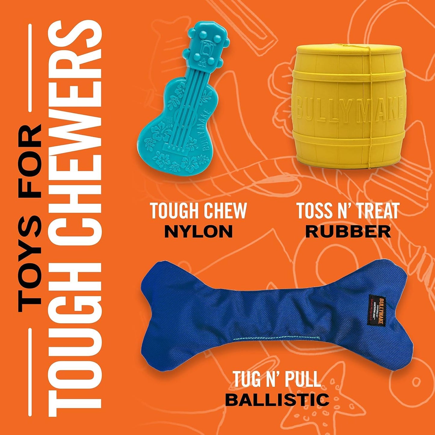 BULLYMAKE - The Keg - Juguete masticable de Goma - Fabricado en Estados Unidos