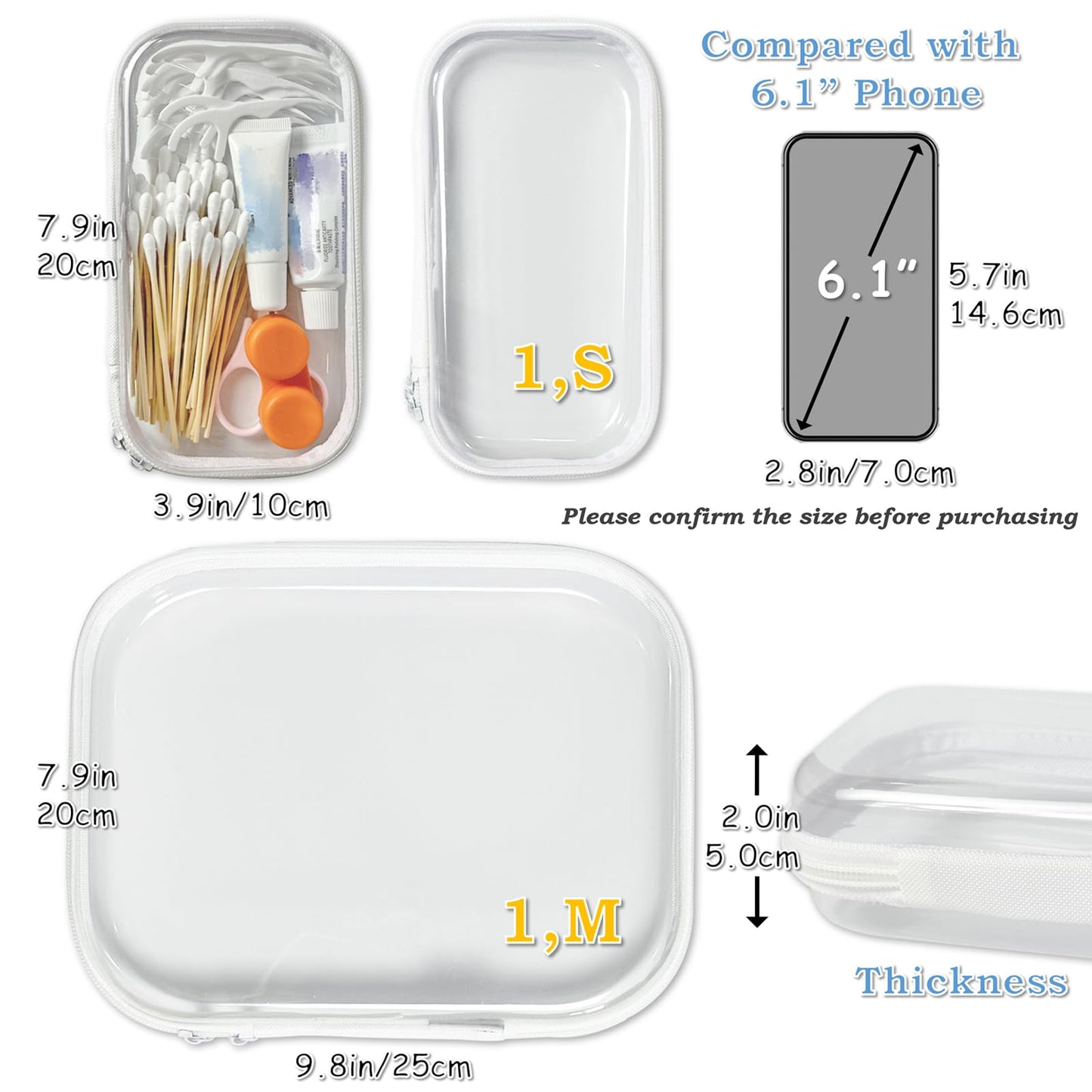 Gberlczz - Funda rígida transparente con cierre para almacenamiento, bolsas transparentes duraderas con cierre, bolsa de plástico duro con cierre para aperitivos, juguete organizador de viaje