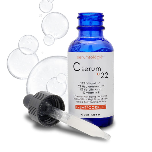 serumtologie Suero de vitamina C – 22% de vitamina C para cara y piel, fórmula rica en antioxidantes con 5% de ácido hialurónico, 1% de ácido ferúlico, 1.2 onzas
