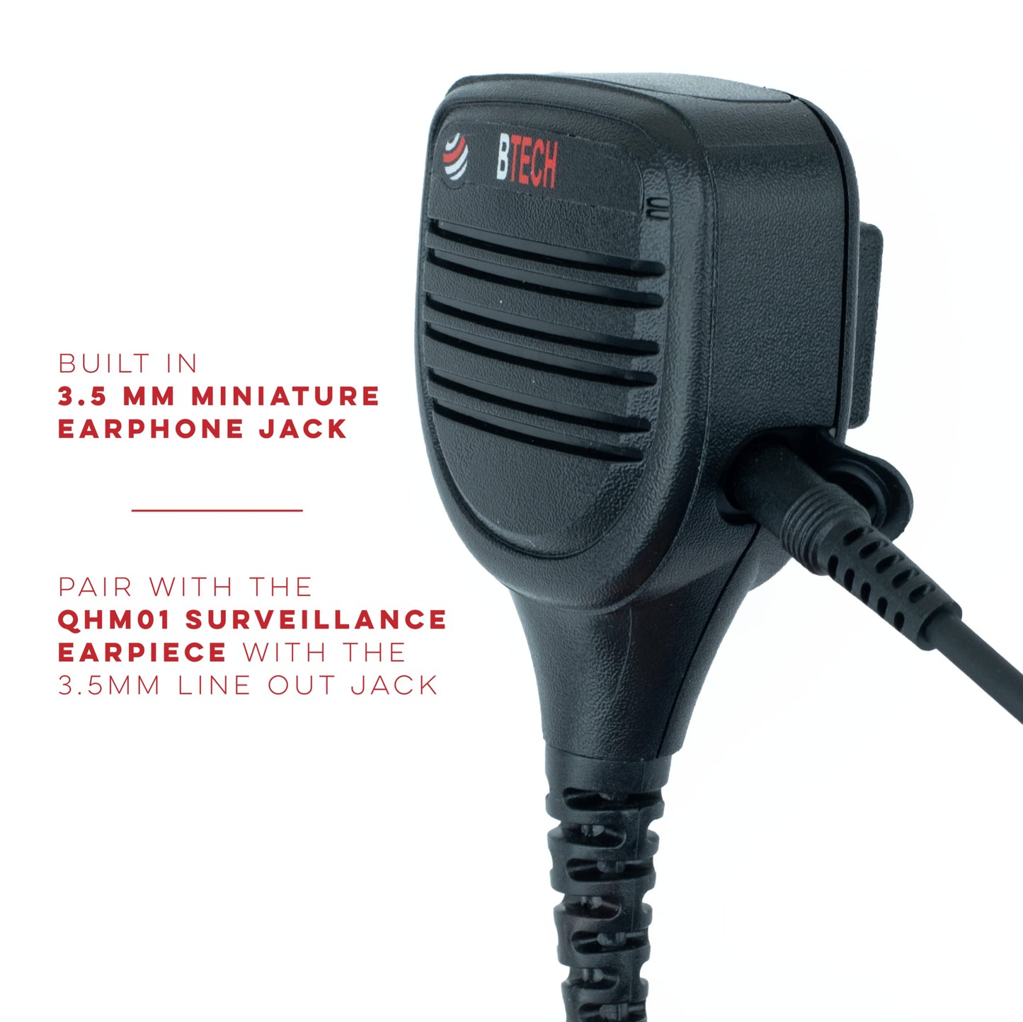 BTECH QHM22 Platinum Series IP54 - Micrófono de Altavoz para Radio BaoFeng, Kenwood