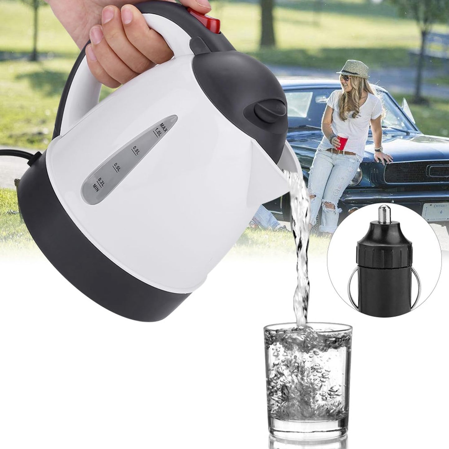 Hervidor Eléctrico Pequeño de Acero Inoxidable, Mini Calentador de Agua Portátil Caliente de Viaje Tetera de Caldera de Agua Caliente para Café del Té