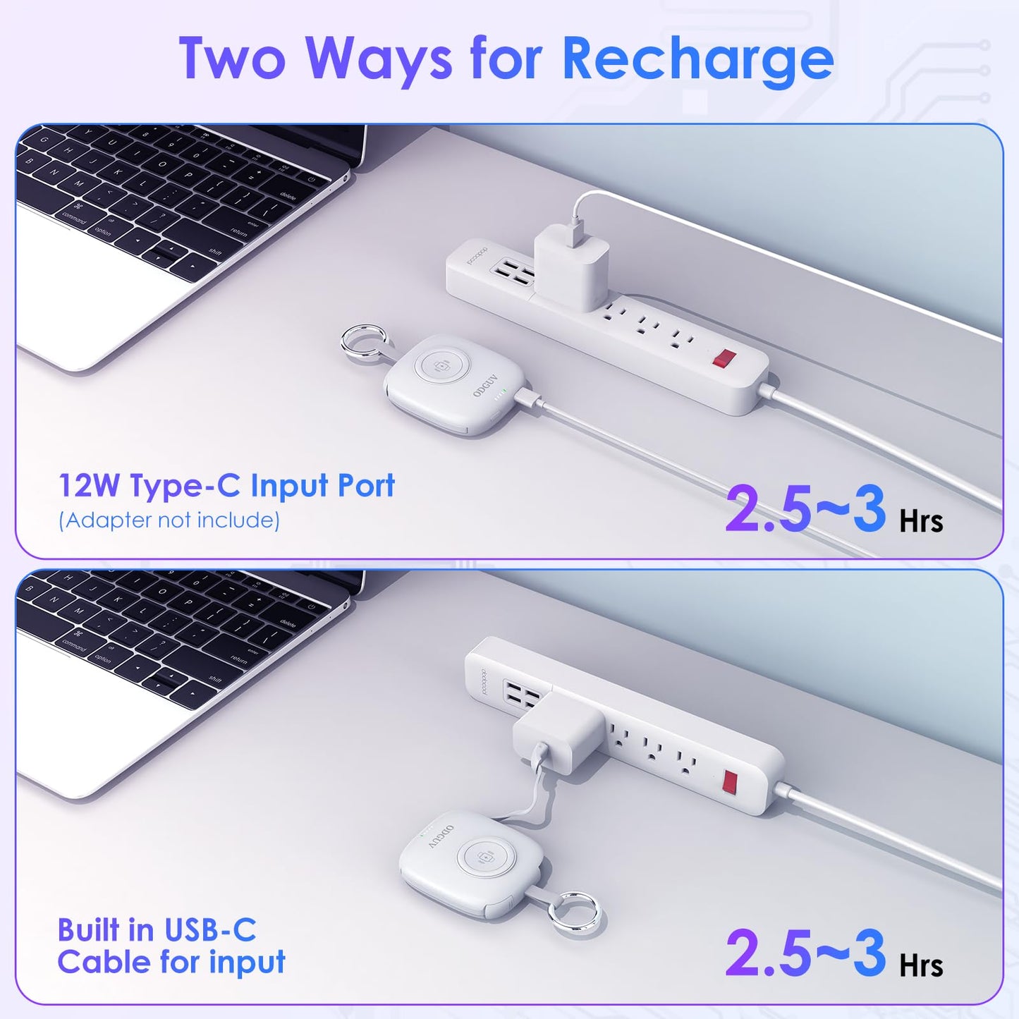 Cargador portátil pequeño de 5000 mAh, cargador inalámbrico iWatch con cable integrado, cargador de llavero de viaje para Apple Watch 9/Ultra2/8/Ultra/7/6/Se/5/4/3, iPhone 15/14/13/12/11, teléfono