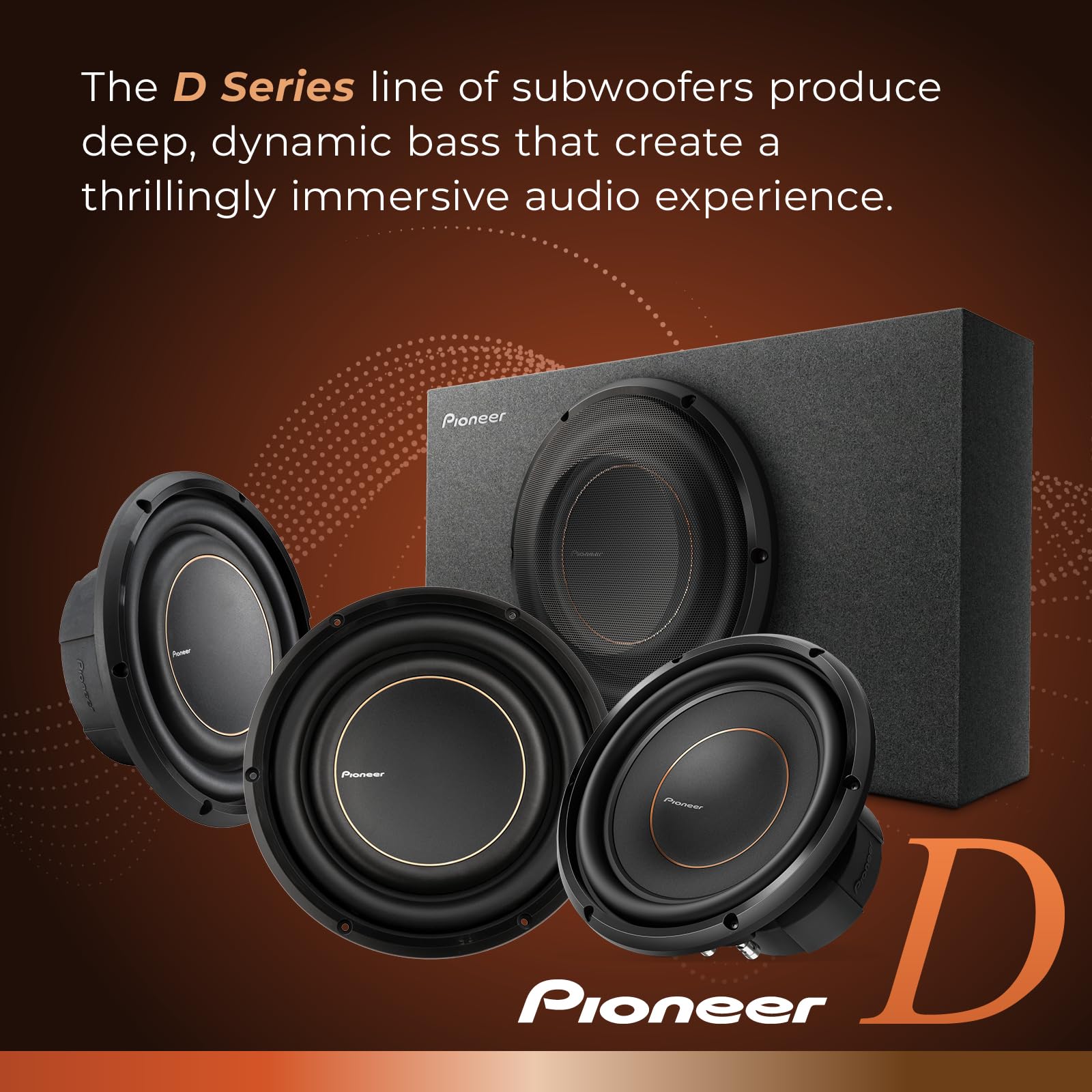 PIONEER D-Series TS-D10LS2 Subwoofer de Alto Rendimiento de 10 Pulgadas – 1200 W máximo, diseño de Montaje Superficial, Bobina de Voz de 2 ohmios, Graves Profundos en Espacios reducidos, Compacto