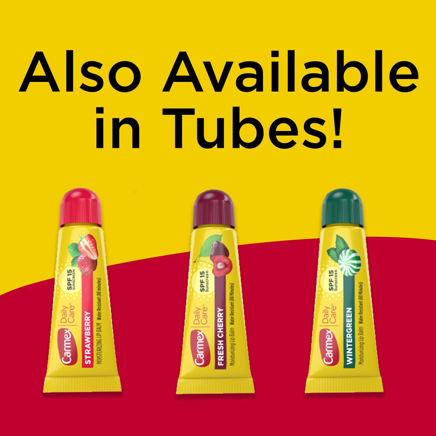 Carmex - Paquete de bálsamo labial hidratante para el cuidado diario, bálsamo labial con protector solar en cereza fresca, fresa y gaulteria, 0.25 onzas (paquete de 3)