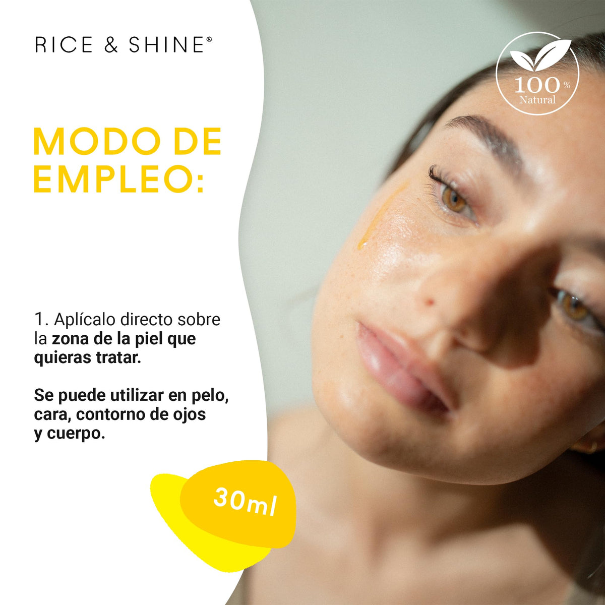 RICE & SHINE | Aceite de Germen de Arroz - Aceite Facial Natural con Vitamina E | Skin Care 60% más Vitamina E que el Aceite de Argán - Protección para Piel Sensible