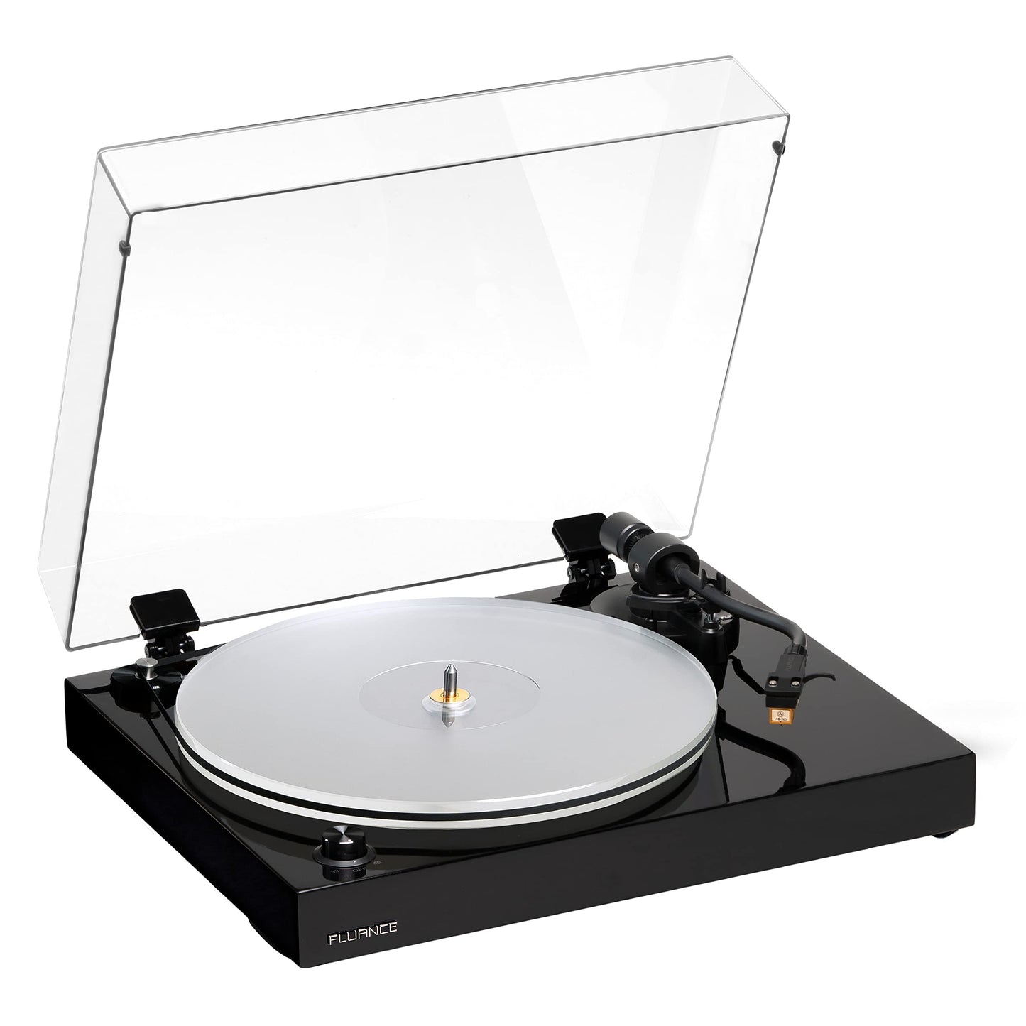 Fluance RT85N - Tocadiscos con cartucho Nagaoka MP-110, plato acrílico, control de velocidad y aislamiento de vibraciones, color negro piano