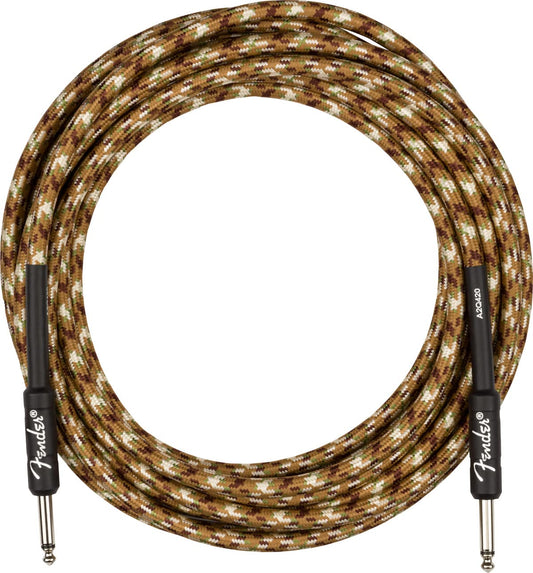 Fender Cable De Instrumento Profesional De Tweed De 18.6 Pies, Recto-Recto, Camuflaje Del Desierto - 1 Paquete