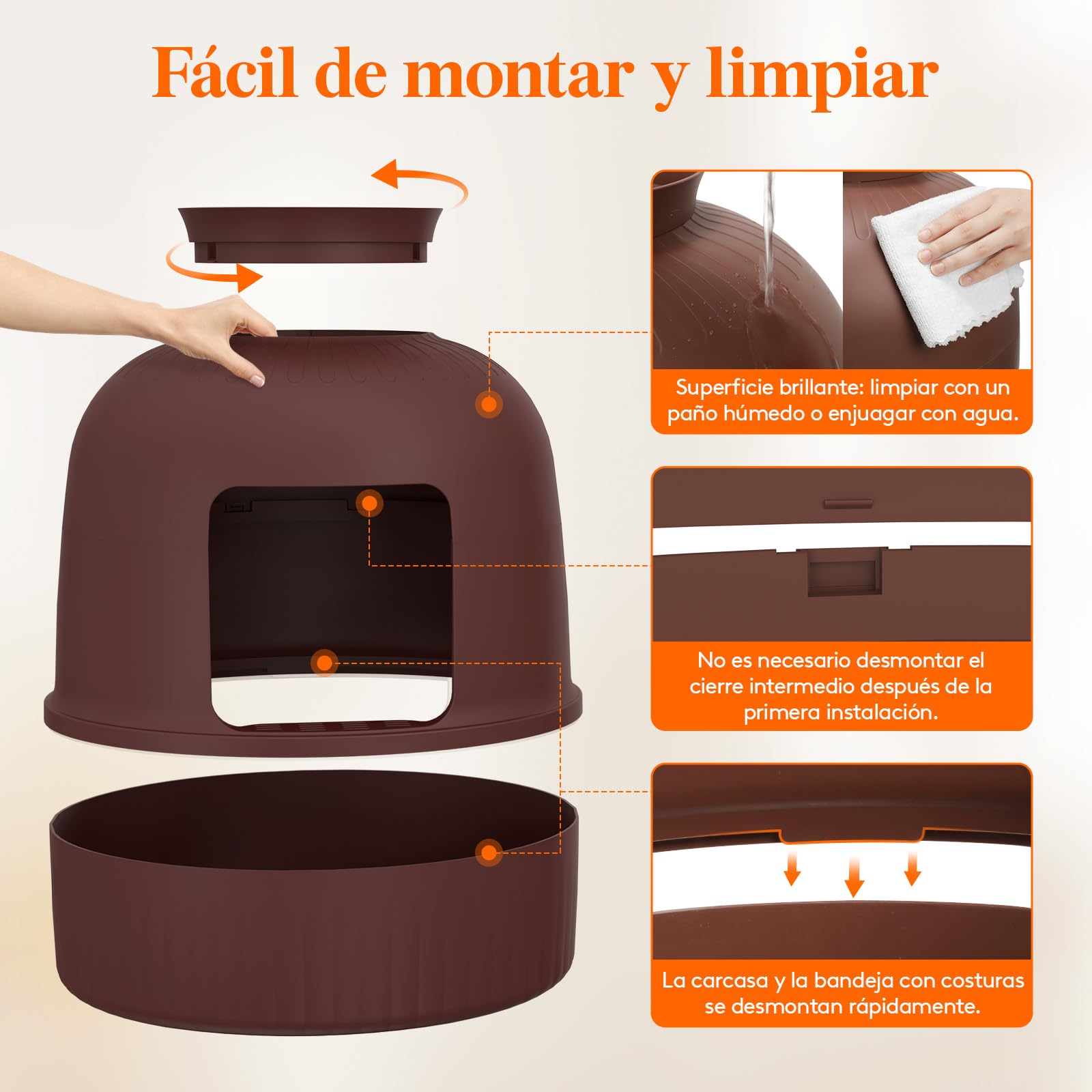 Lifewit Caja de Arena con Planta sintética y Pala para Gatos Grandes, Bandeja de Arena Oculta en Esquina con Control de olores y Filtro de Carbono en salón/Dormitorio/baño, Marrón