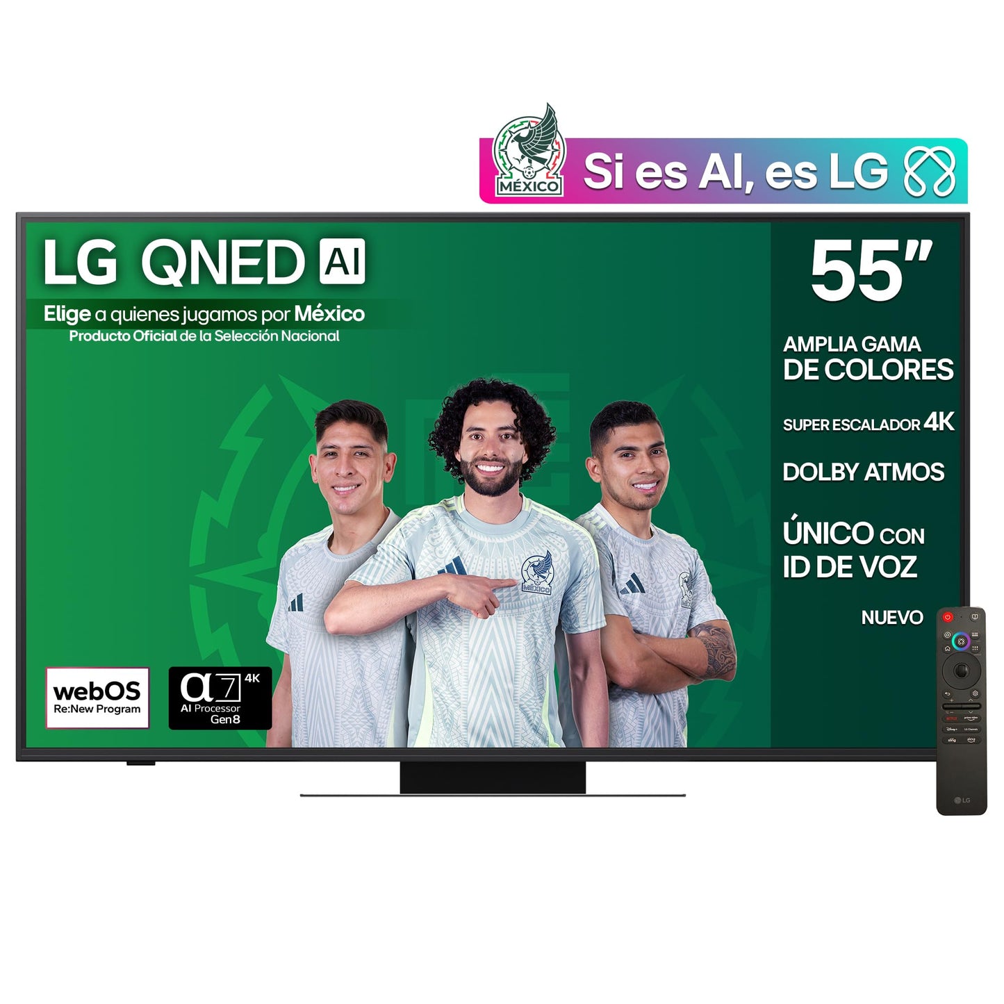 LG Pantalla 55 Pulgadas QNED AI QNED83 4K Smart TV webOS 2025 55QNED83ASG |Sistema Operativo webOS | Identificación de Voz AI | Dynamic QNED Color | Dolby Atmos Channels | Filmmaker Mode
