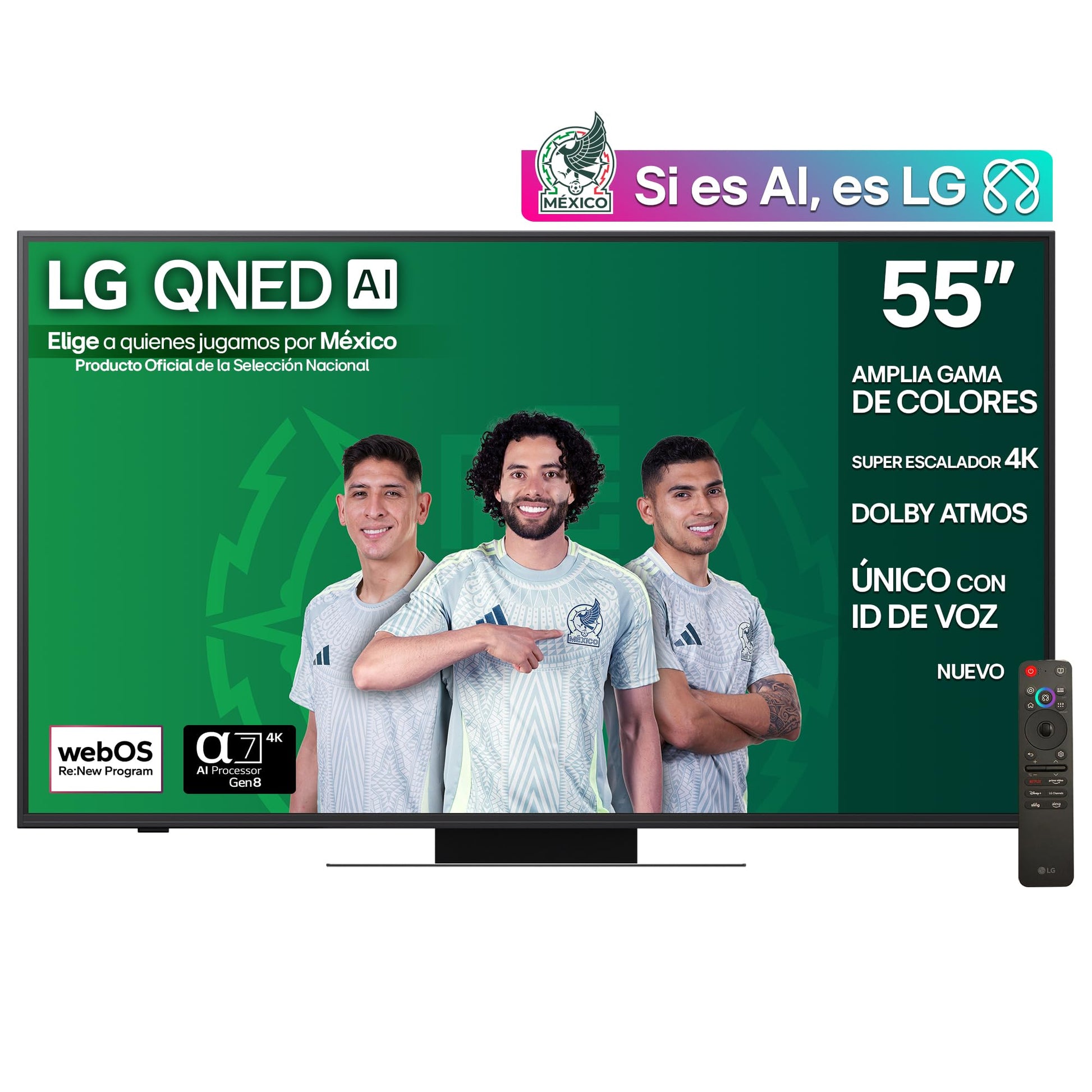 LG Pantalla 55 Pulgadas QNED AI QNED83 4K Smart TV webOS 2025 55QNED83ASG |Sistema Operativo webOS | Identificación de Voz AI | Dynamic QNED Color | Dolby Atmos Channels | Filmmaker Mode