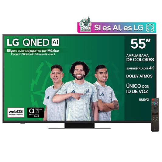 LG Pantalla 55 Pulgadas QNED AI QNED83 4K Smart TV webOS 2025 55QNED83ASG |Sistema Operativo webOS | Identificación de Voz AI | Dynamic QNED Color | Dolby Atmos Channels | Filmmaker Mode