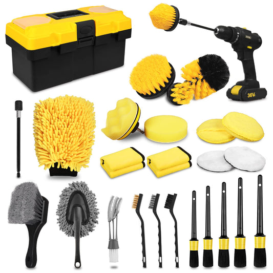 Kit de 27 piezas para detalles de automóviles, juego de cepillos para detalles de automóviles, cepillos para detalles de automóviles, kit de lavado de automóviles, accesorios de automóviles, kit de