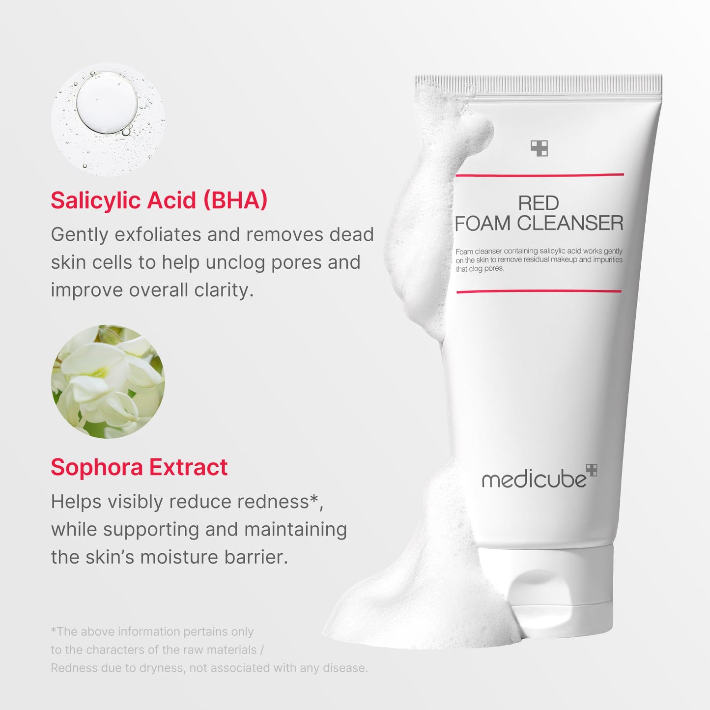 MEDICUBE Red Foam Cleanser 2020, Limpiador Facial Coreano en Espuma con Ácido Salicílico 0.45%, para Exceso de Grasa, Poros y Textura, 120 ml