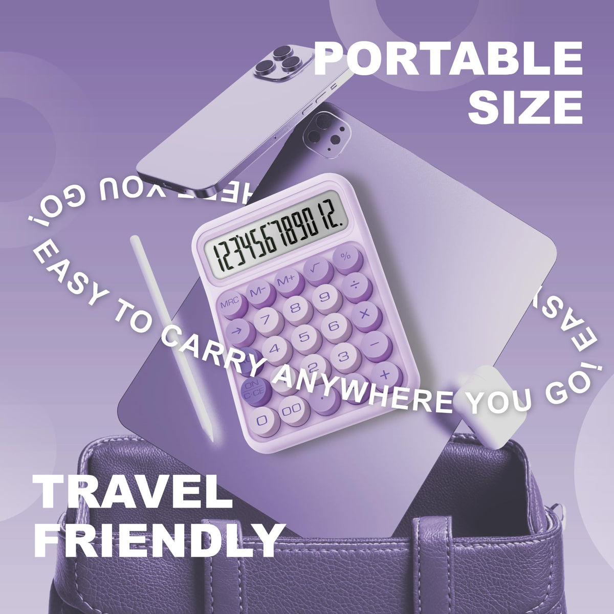 Calculadora CATIGA Morada con Visualización LCD Grande y Botones Grandes para Oficina o Aula