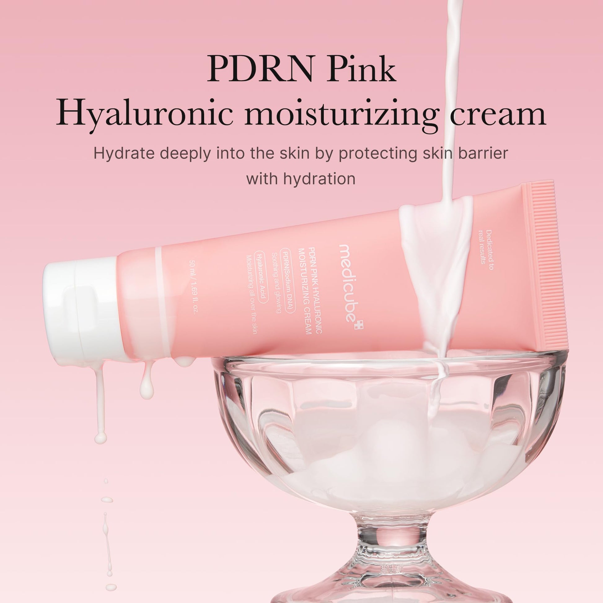 Medicube Salmon DNA PDRN Crema hidratante hialurónica rosa, crema calmante rosa, ácido hialurónico, niacinamida, hidratante y reafirmante, tono de piel desigual, cuidado de los poros, cuidado de la