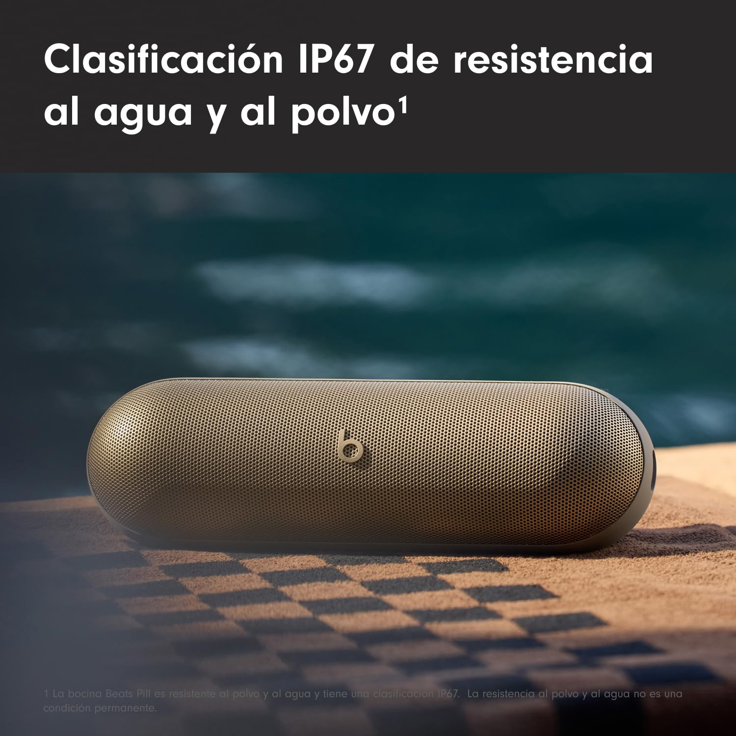 Beats Pill (Última versión)– Altavoz Bluetooth portátil, hasta 24 Horas de batería, Resistente al Agua, Compatible con Apple y Android, Sonido Potente para el hogar, Exteriores y Viajes– Champán