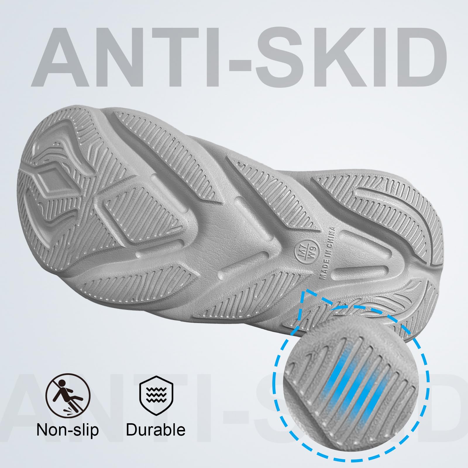 AnyuTech Sandalias de recuperación con soporte de arco, ortopédicas de cojín grueso para mujer, para fascitis plantar, ligeras, cómodas, para hombre, para interiores y exteriores, Negro Gris, 25.5 cm