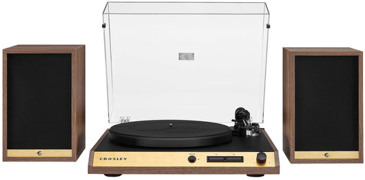 Crosley C72 - Tocadiscos Bluetooth con accionamiento por Correa de 2 velocidades con Altavoces de 80 W, Nogal