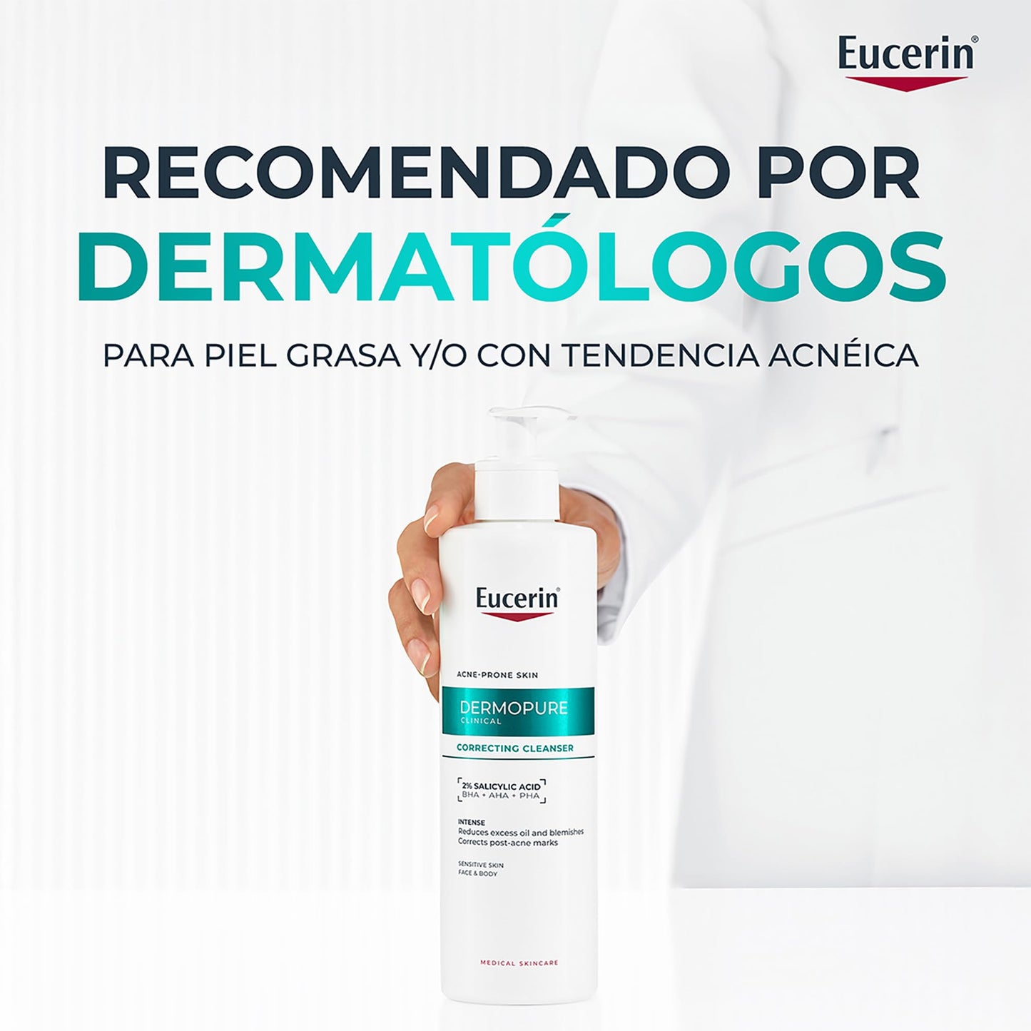 EUCERIN DermoPure Gel de Limpieza Concentrado 400ml Gel Facial con Ácido Salicílico para Rostro y Cuerpo, Anti-Manchas, Anti-Imperfecciones, Anti-Brillo. Ideal para piel grasa y/o con imperfecciones