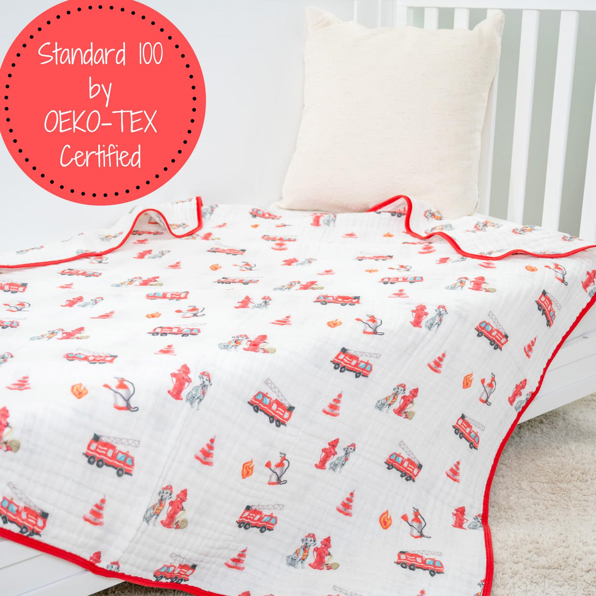 LollyBanks Manta de Muselina para Bebé, Manta para Niños Pequeños 100% Algodón para Niños, Manta de Cuna Grande de 47 x 47 Pulgadas, Manta para Recién Nacidos de 6 Capas, Colcha Duradera para Bebé