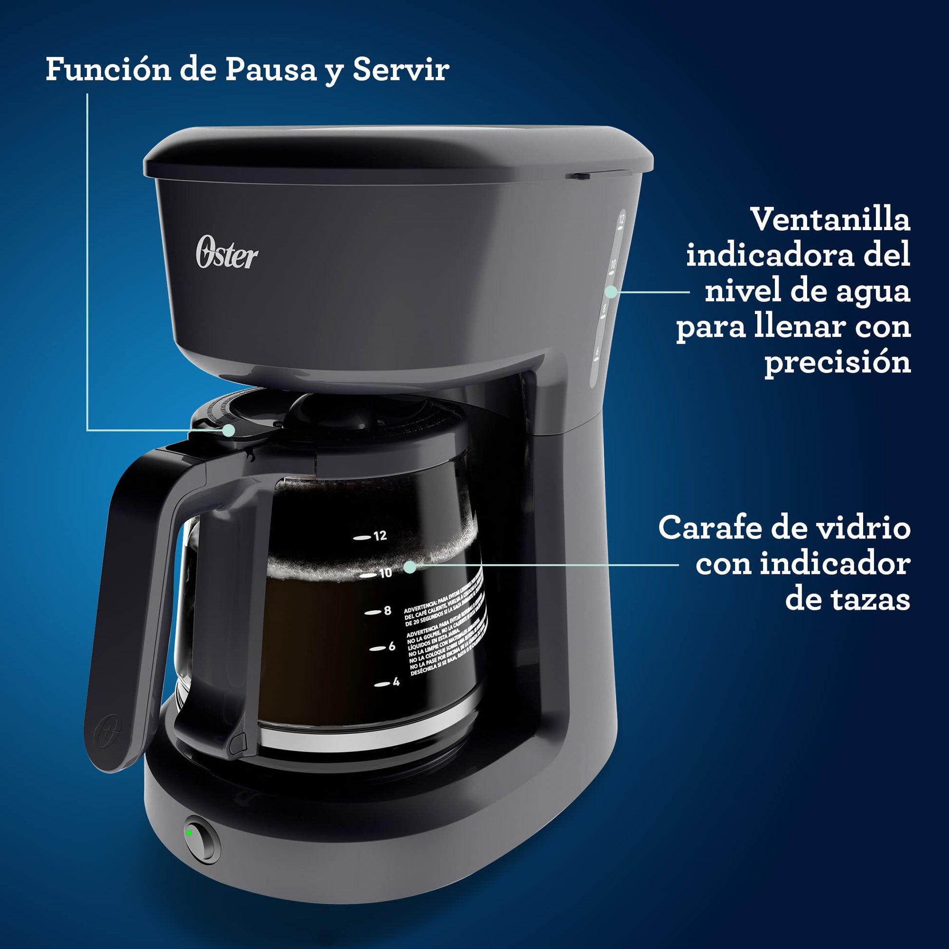 Cafetera Oster Negra 12 Tazas Sistema de Switch BVSTDCS12B013