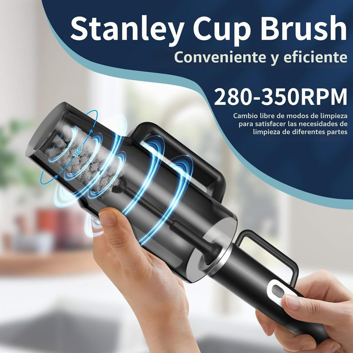 Keoshiga Limpiador de botellas eléctrico 5 en 1, compatible con Stanley, cepillo para botellas, limpiador de pajitas, multifunción, recargable, resistente al agua IPX6, diseño extra largo para Stanley