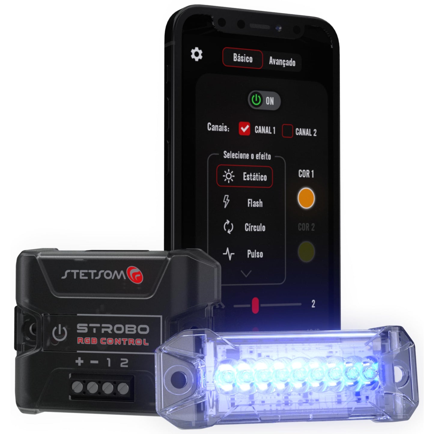 Stetsom Strobo - Luces LED RGB, 1 central + 4 cápsulas, audio para auto, decoración del hogar, compatible con tiras LED 2811, modo música, controlado por aplicación, Bluetooth, 2 canales, controla