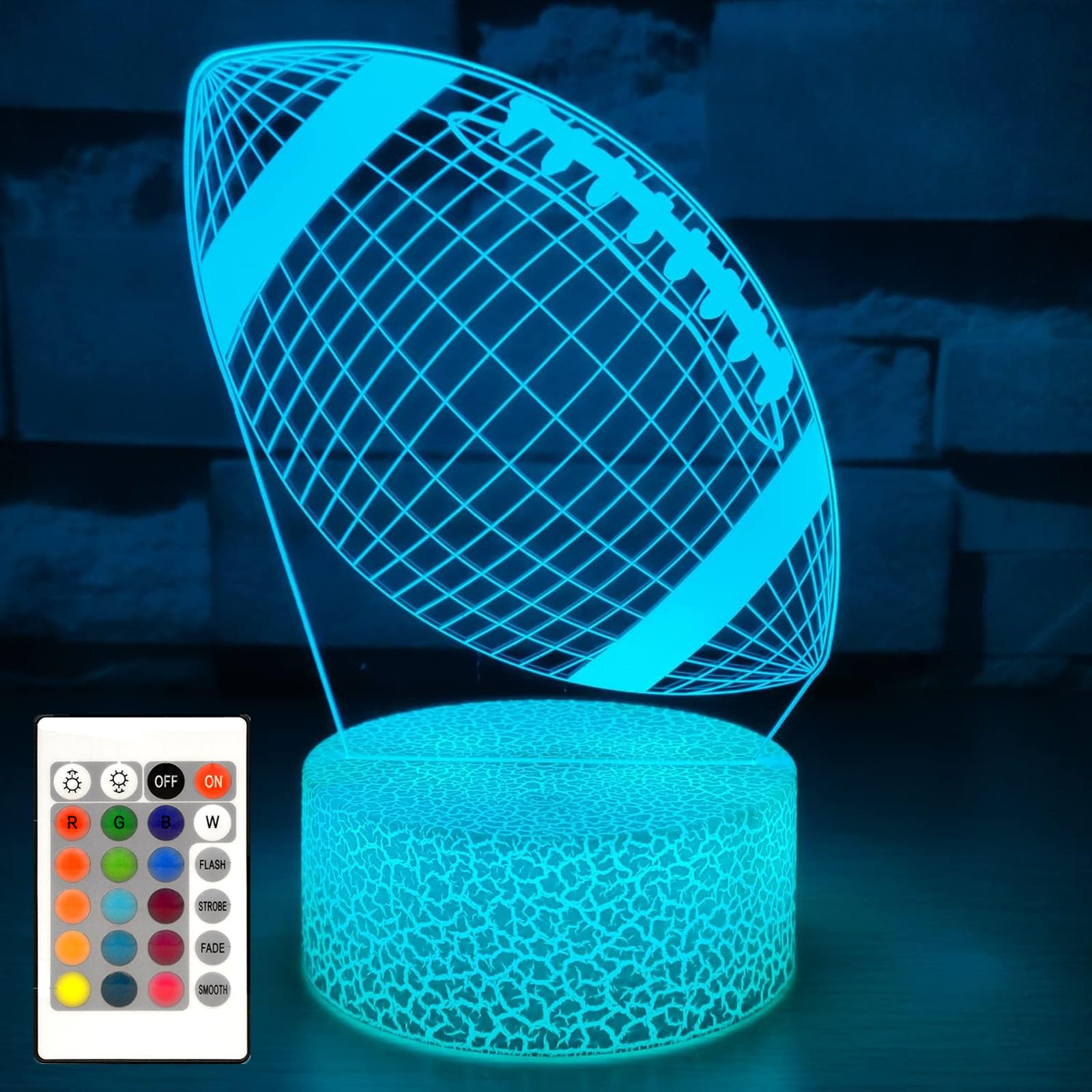 i-CHONY - Lámpara de noche de fútbol, LED de ilusión 3D, 7 colores de cambio gradual automático, regalo de fútbol regulable para niños, niñas, adolescentes, cumpleaños, día festivo, decoración de mesa