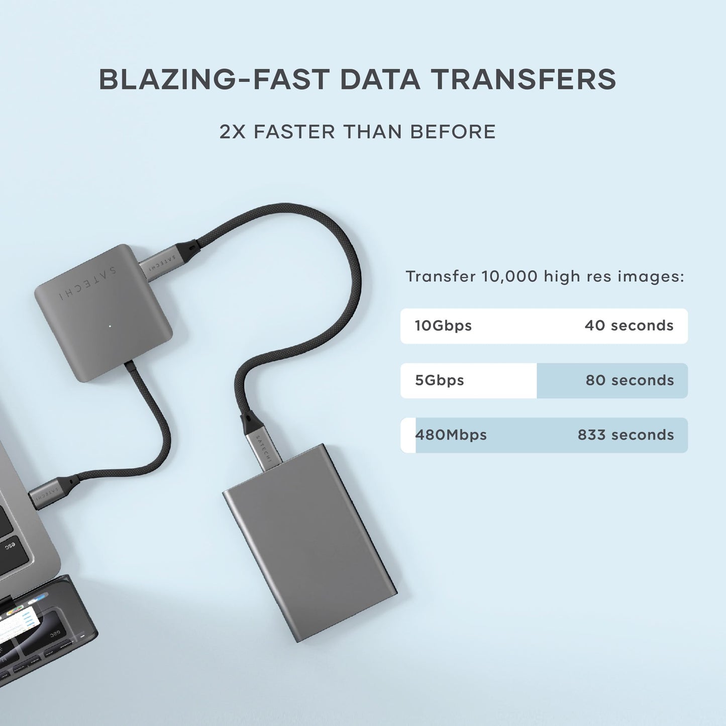 Concentrador USB-C SATECHI Plateado con 100W PD y Puertos USB 3.2 para MacBook, iPad y Más